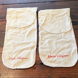 Vintage Salvatore Ferragamo Cream Shoe Dust Bag Set Storage